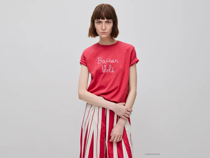 T-shirt con scritta ricamata
