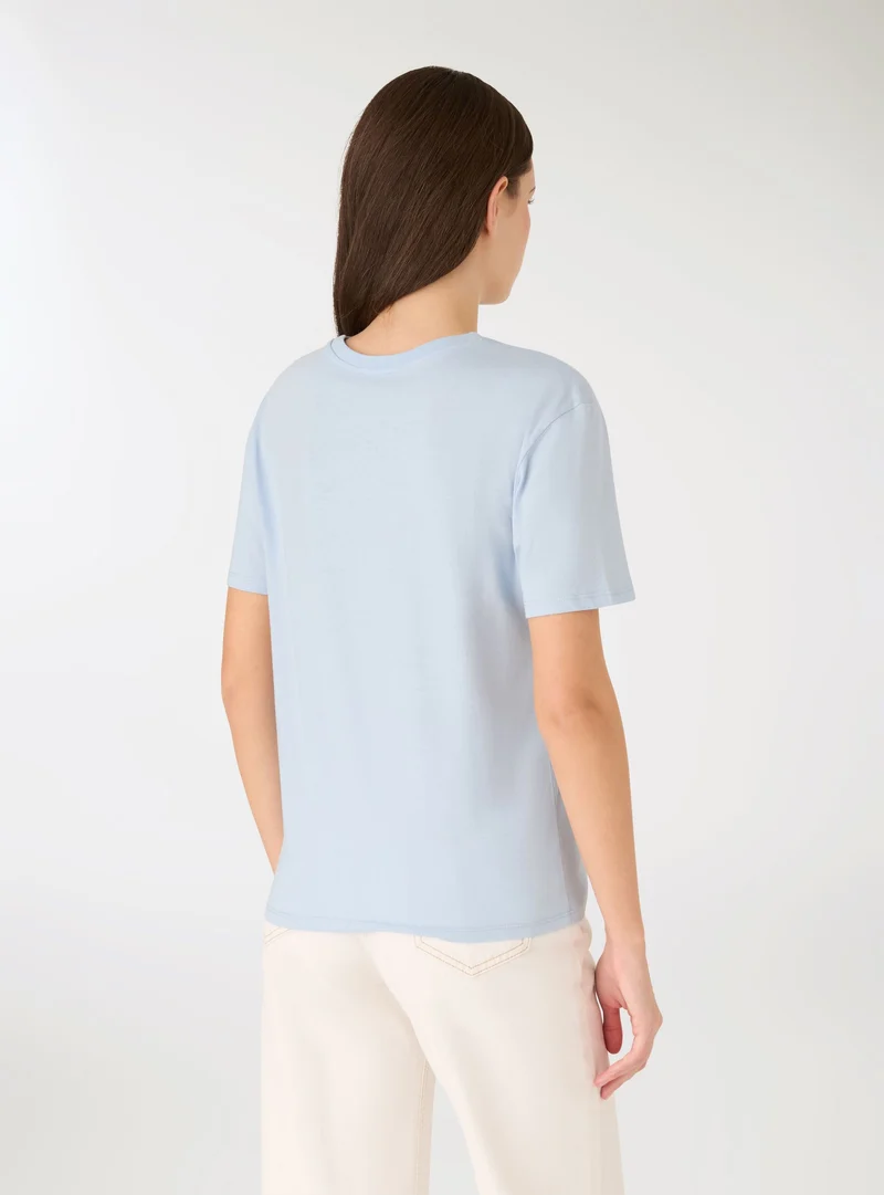 T-shirt ampia stampa college ricamata