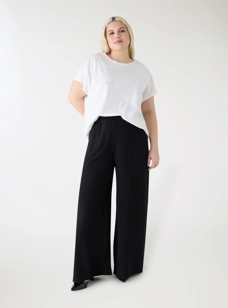 T-shirt girocollo effetto cashmere