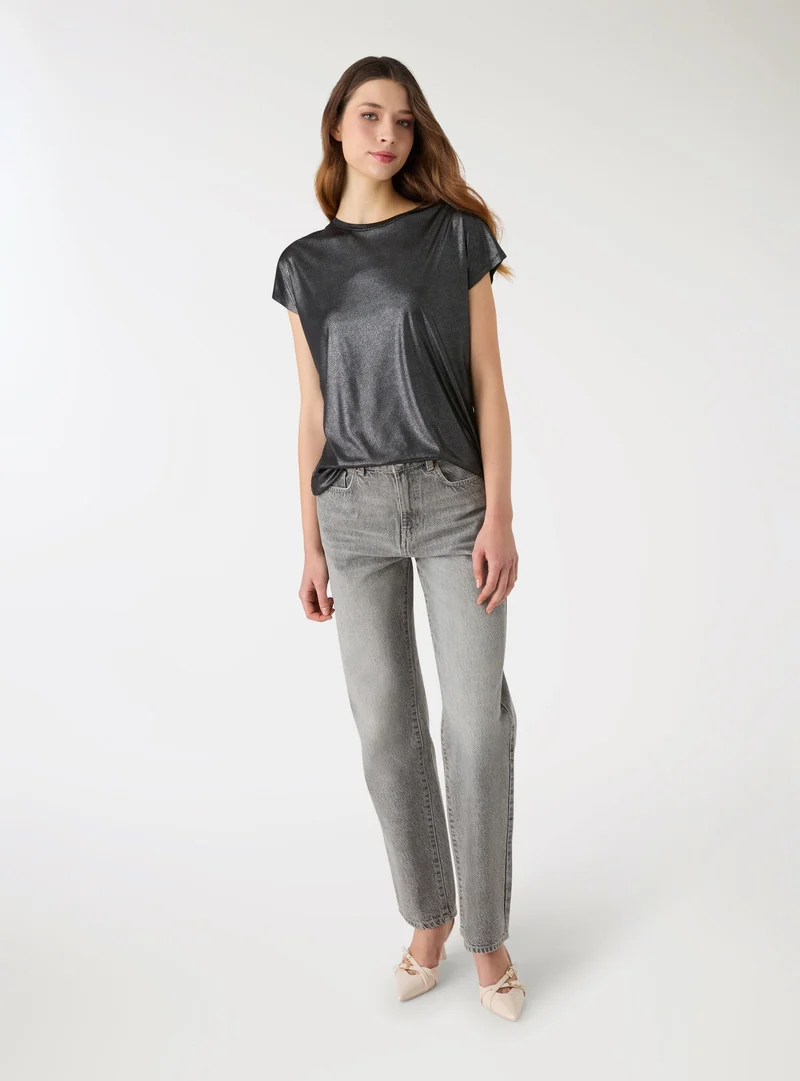 T-shirt ampia effetto luccicante