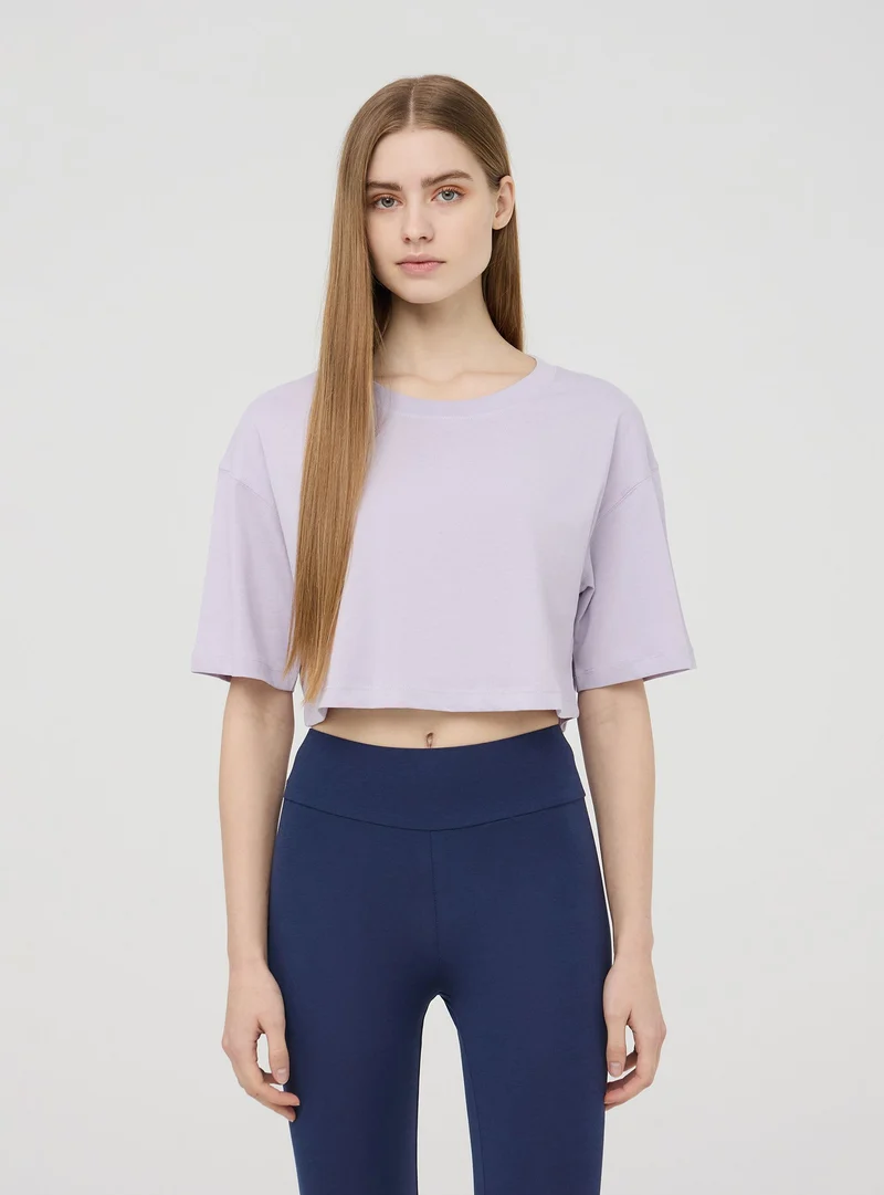 T-shirt crop a tinta unita