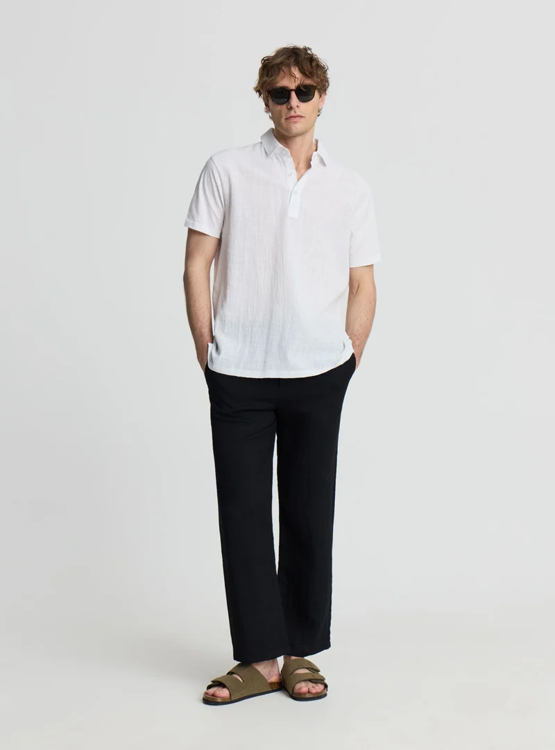 T-shirt polo effetto lino