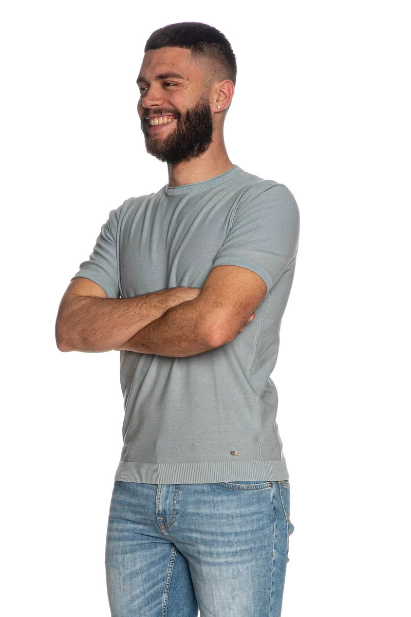 Maglia Markup Ss Crew Knit Da Uomo Celeste Polvere