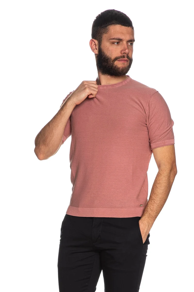 Maglia Markup Ss Crew Knit Da Uomo Rosa Antico
