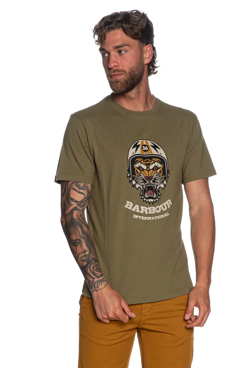 T Shirt Barbour International Socket Tee Da Uomo Verde Olio