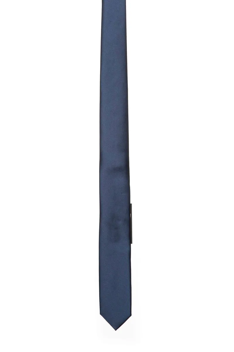 Cravatta Andrea Franceschi Raso Slim Silk 5,5 Da Uomo Blu Navy In Seta