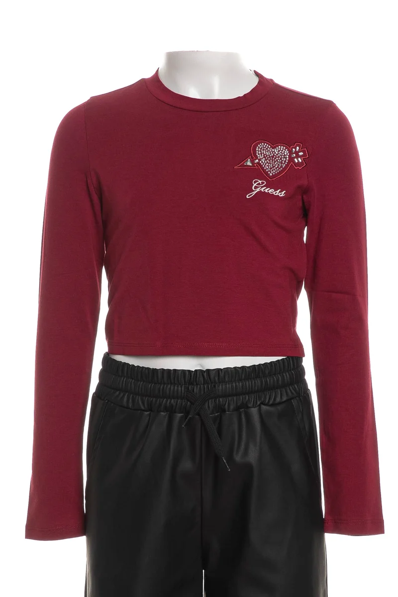 T-Shirt Guess Heart Stss Embro Jr Da Bambina Amarena