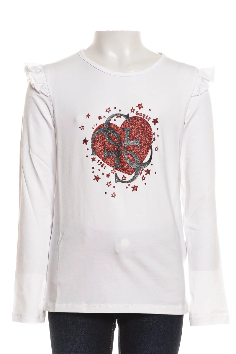 T-Shirt Guess Shiny Ru Ls K Da Bambina Bianca