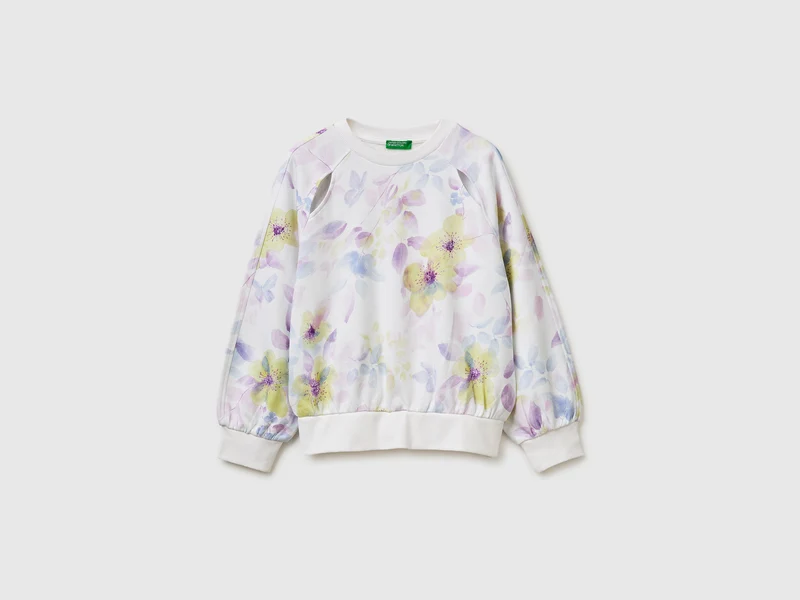 Felpa floreale con cut-out