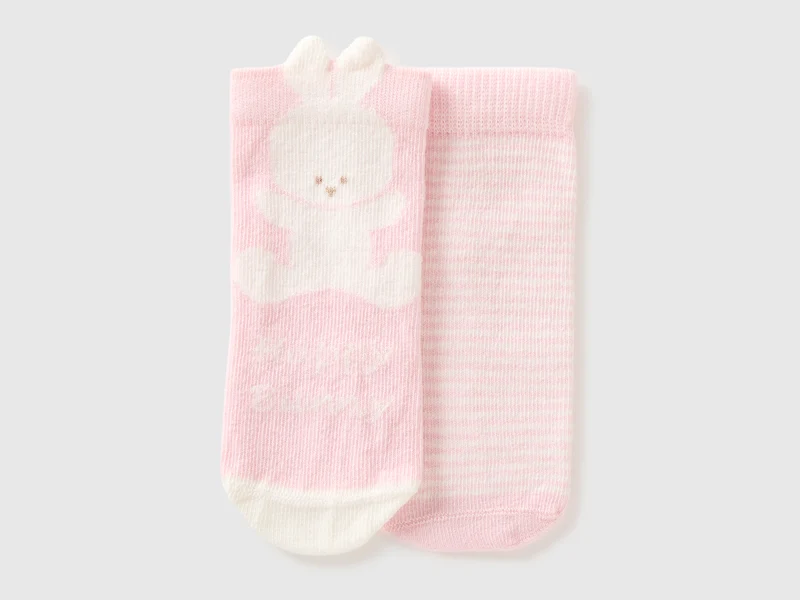 Set calzini con righe e coniglietto
