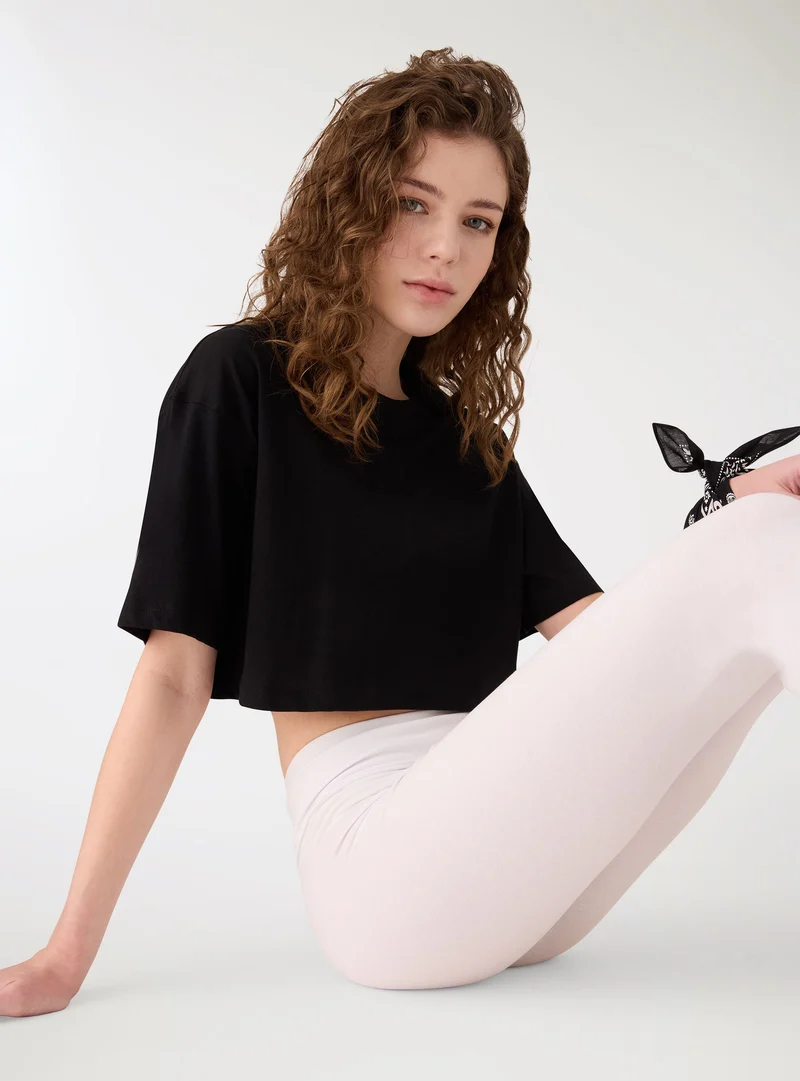 T-shirt crop a tinta unita