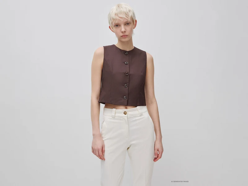 Gilet girocollo con bottoni