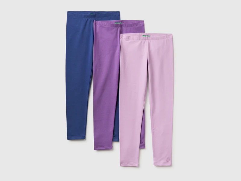 Tre leggings in cotone stretch