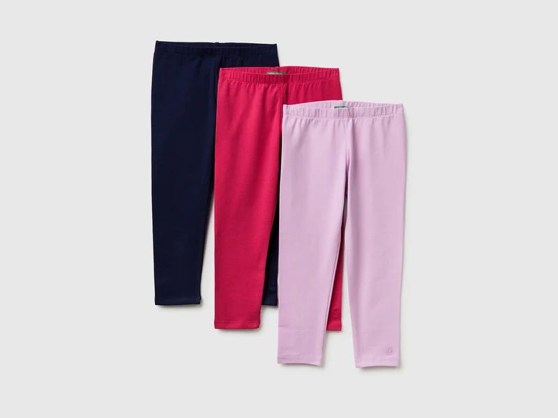 Tre leggings in cotone stretch