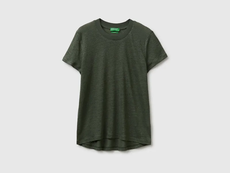 T-shirt girocollo in puro lino