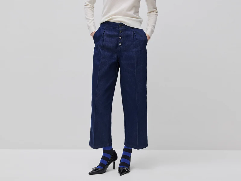 Jeans wide fit con lurex