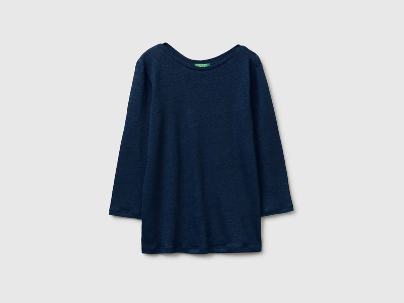 T-shirt scollo a barchetta in puro lino