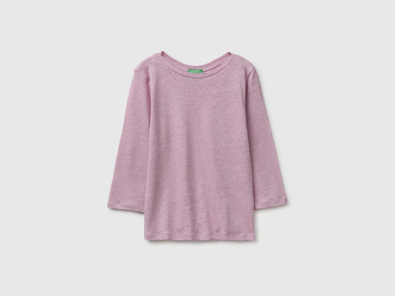 T-shirt scollo a barchetta in puro lino