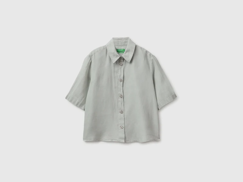 Camicia corta in puro lino