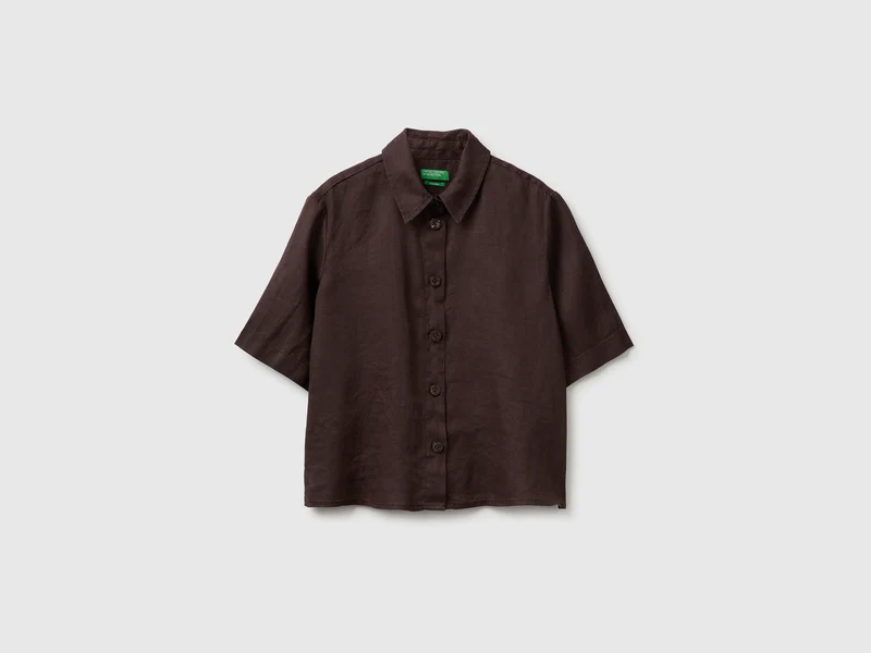 Camicia corta in puro lino