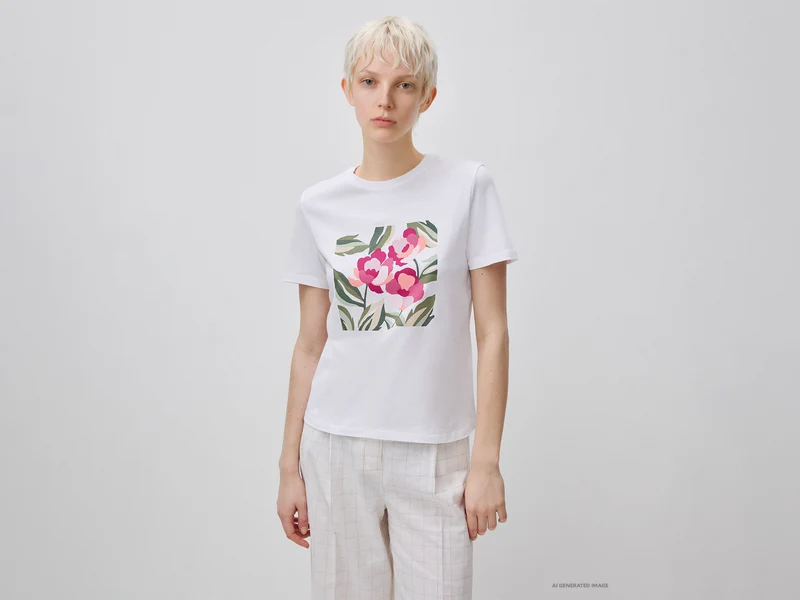 T-shirt con stampa fiori
