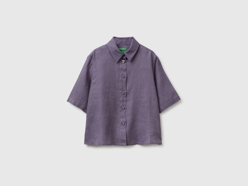 Camicia corta in puro lino