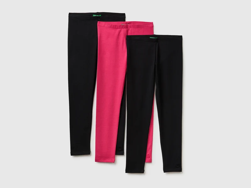 Tre leggings in cotone stretch