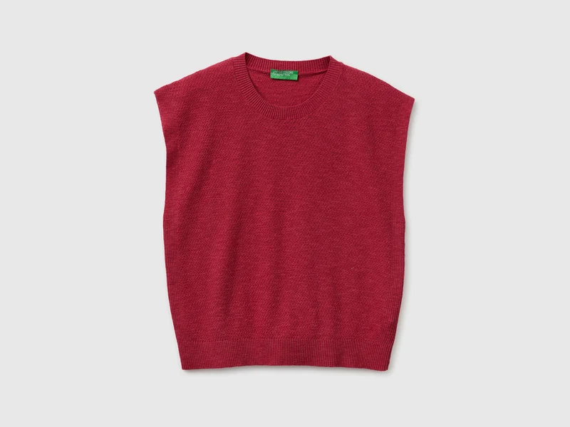 Maglia smanicata in misto lino