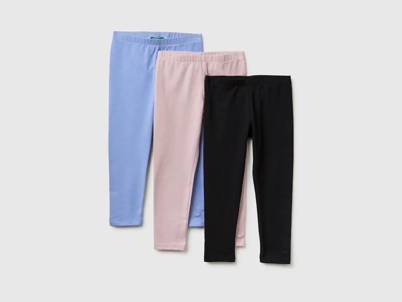 Tre leggings in cotone stretch