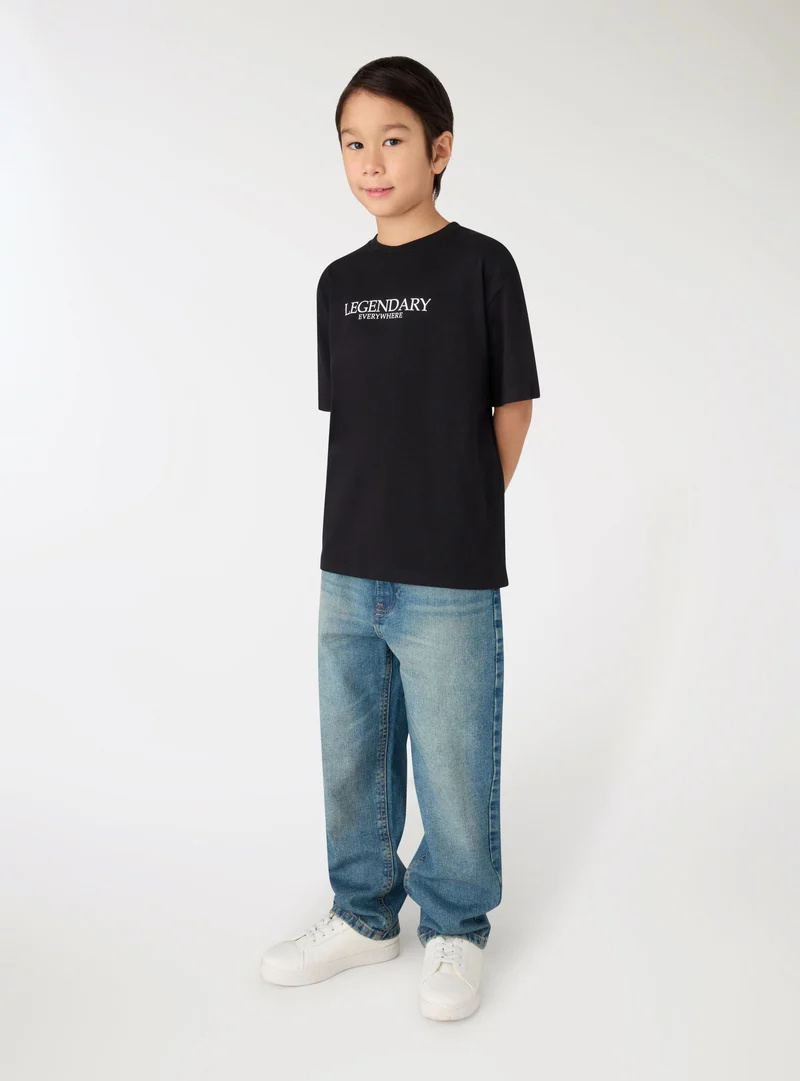 T-shirt con scritta fronte/retro