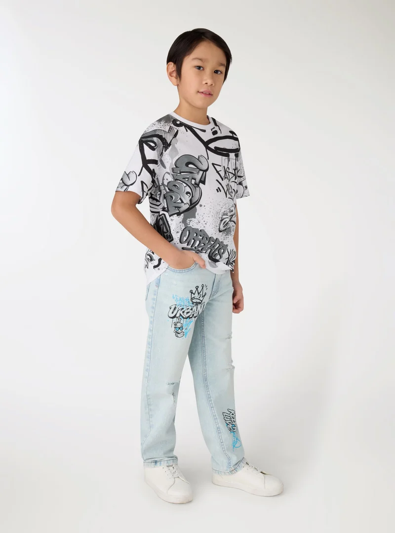 T-shirt stampa graffiti all-over
