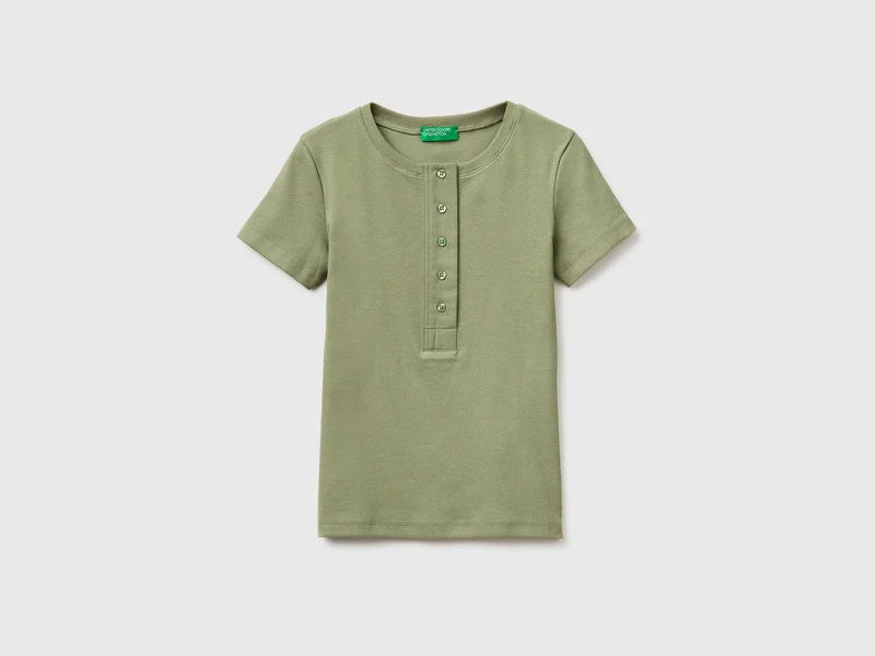 T-shirt serafino a costine