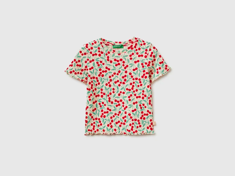 T-shirt stampata a costine