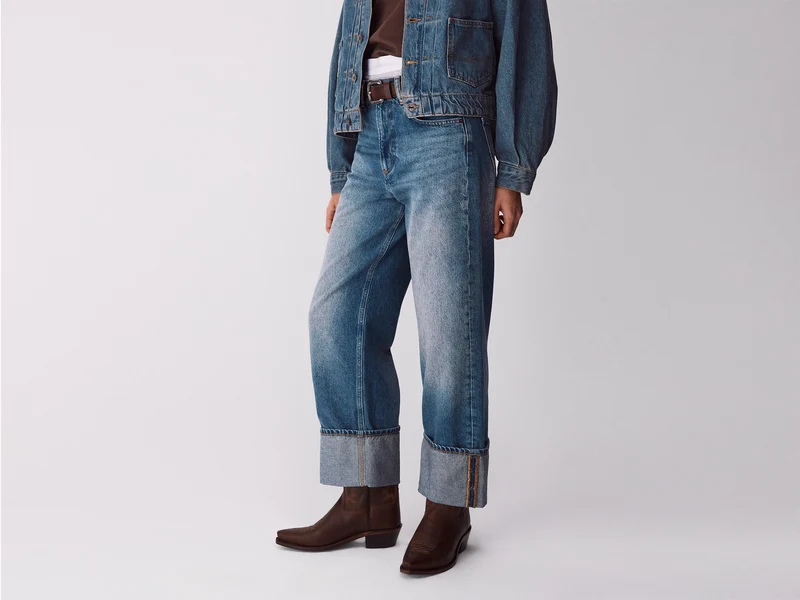 Jeans cropped con risvolto lavaggio vintage