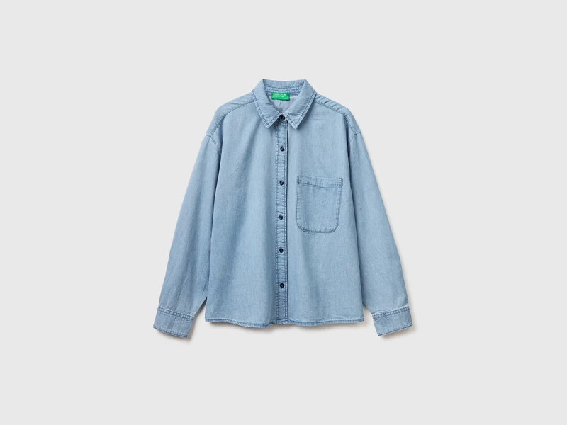 Camicia cropped in chambray