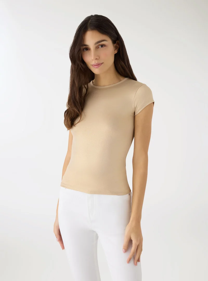T-shirt elasticizzata effetto luccicante