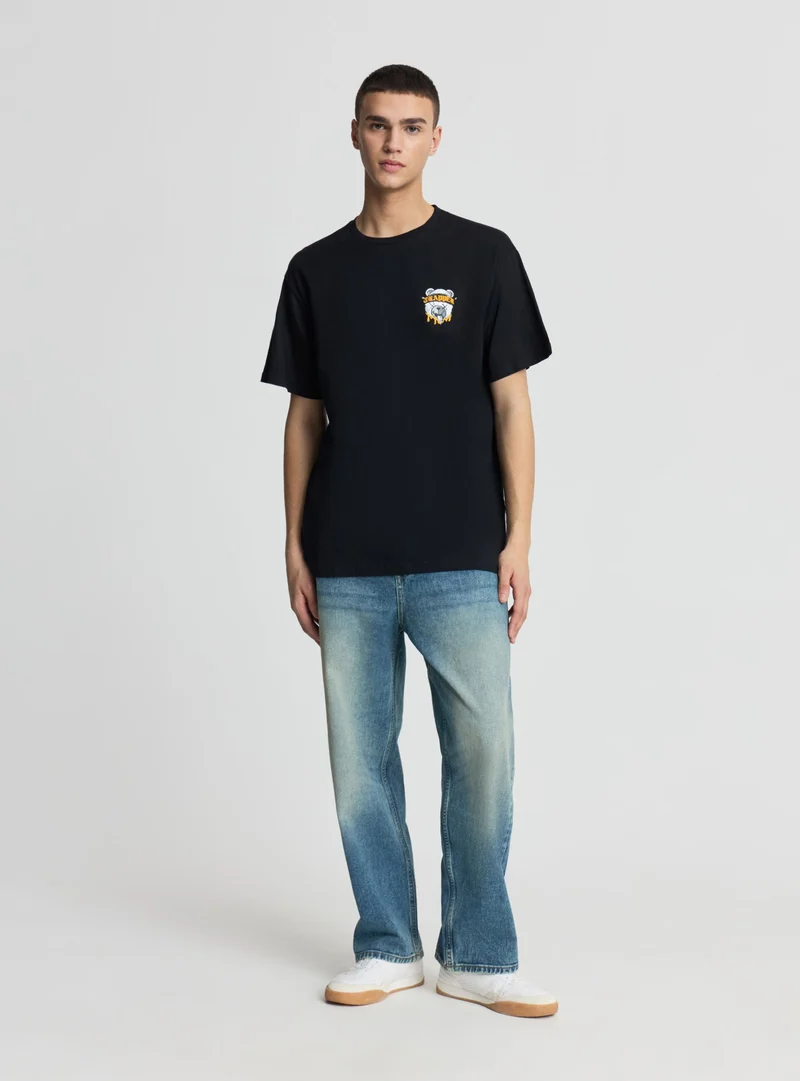 T-shirt con stampa orsetto fronte/retro