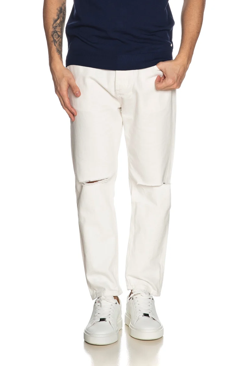 Jeans Gianni Lupo Copper Da Uomo Denim Bianco
