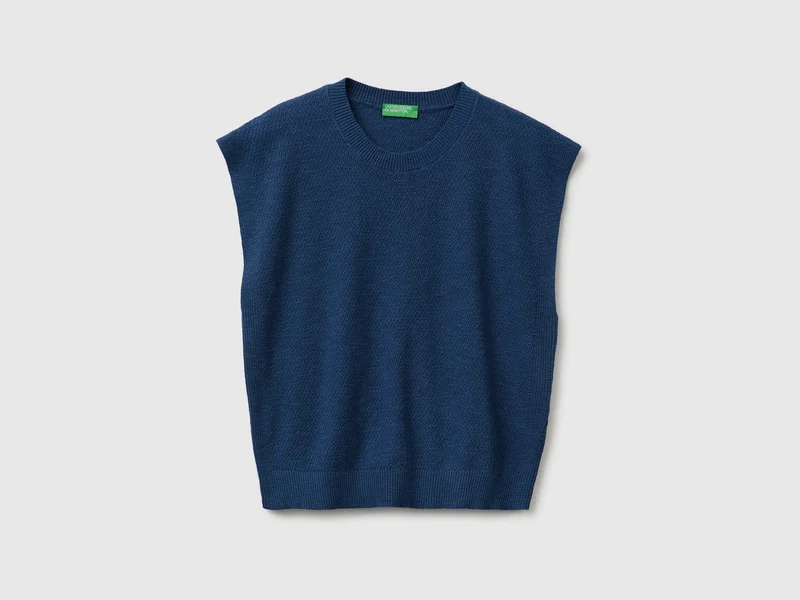 Maglia smanicata in misto lino
