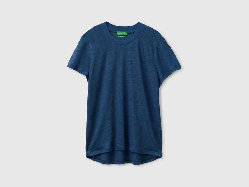 T-shirt girocollo in puro lino