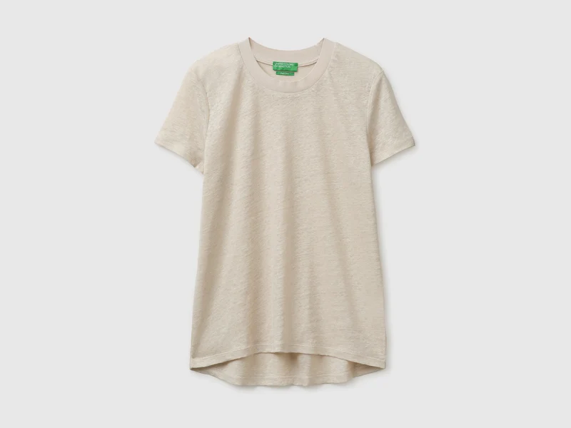 T-shirt girocollo in puro lino