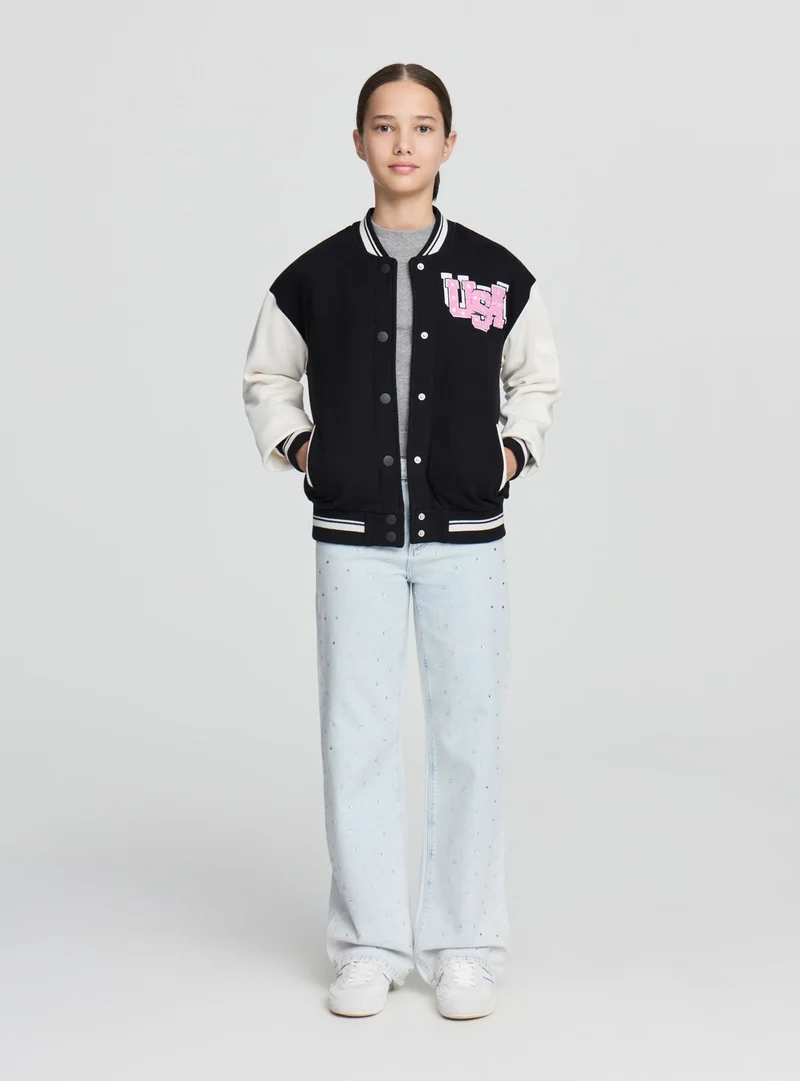 Bomber stile college in felpa