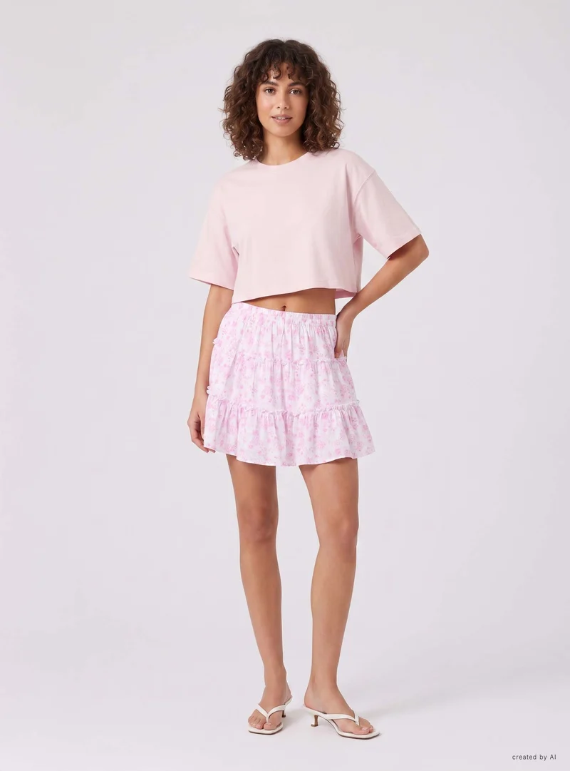 T-shirt crop a tinta unita
