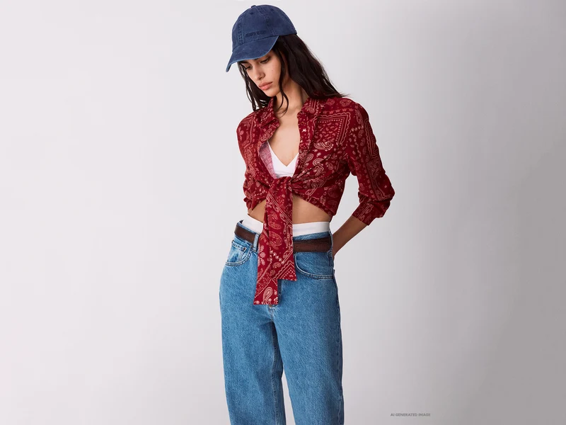 Camicia stampa bandana con nodo