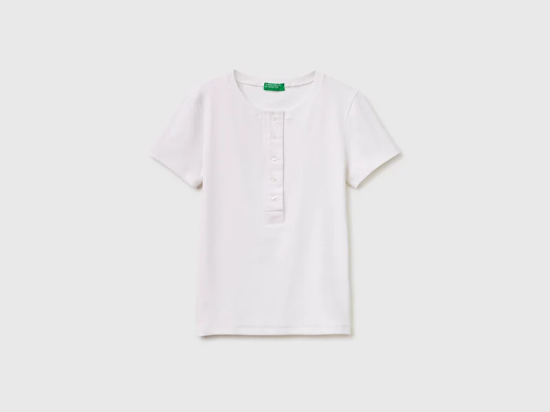 T-shirt serafino a costine