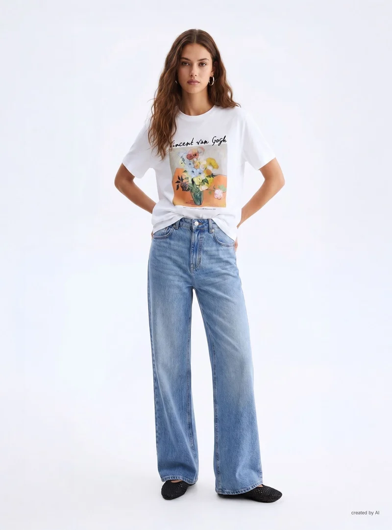 T-shirt ampia stampa artistica
