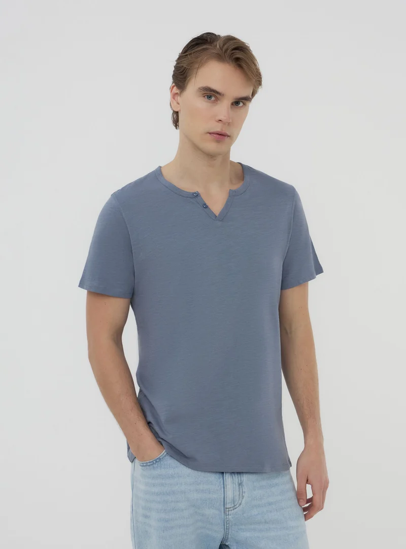 T-shirt serafino tessuto fiammato