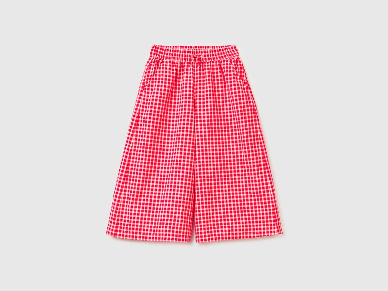 Pantaloni wide fit a quadretti vichy