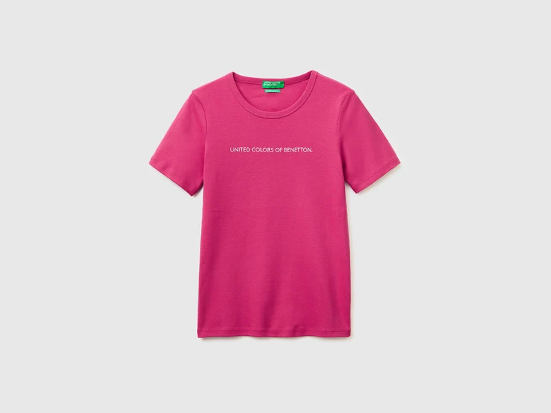 T-shirt manica corta con logo glitter