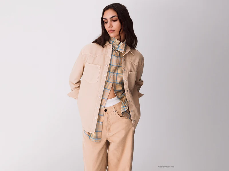 Camicia western in twill